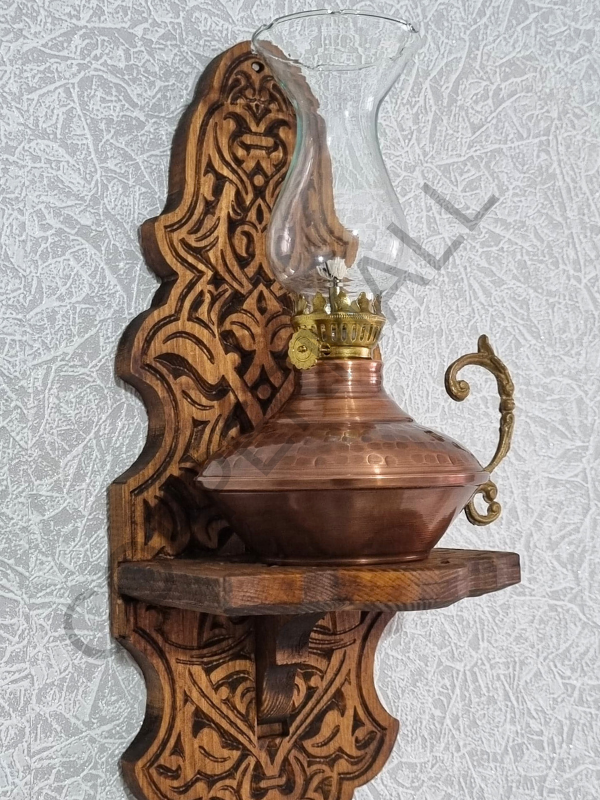 Bakır Gaz Lambası ve Duvar Standı Bakır Kandil Küçük Boy No 3